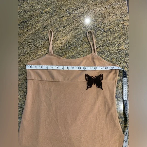 Y2K Asymmetrical Tank Top Butterfly Camel Color Size Large - Picture 6 of 8